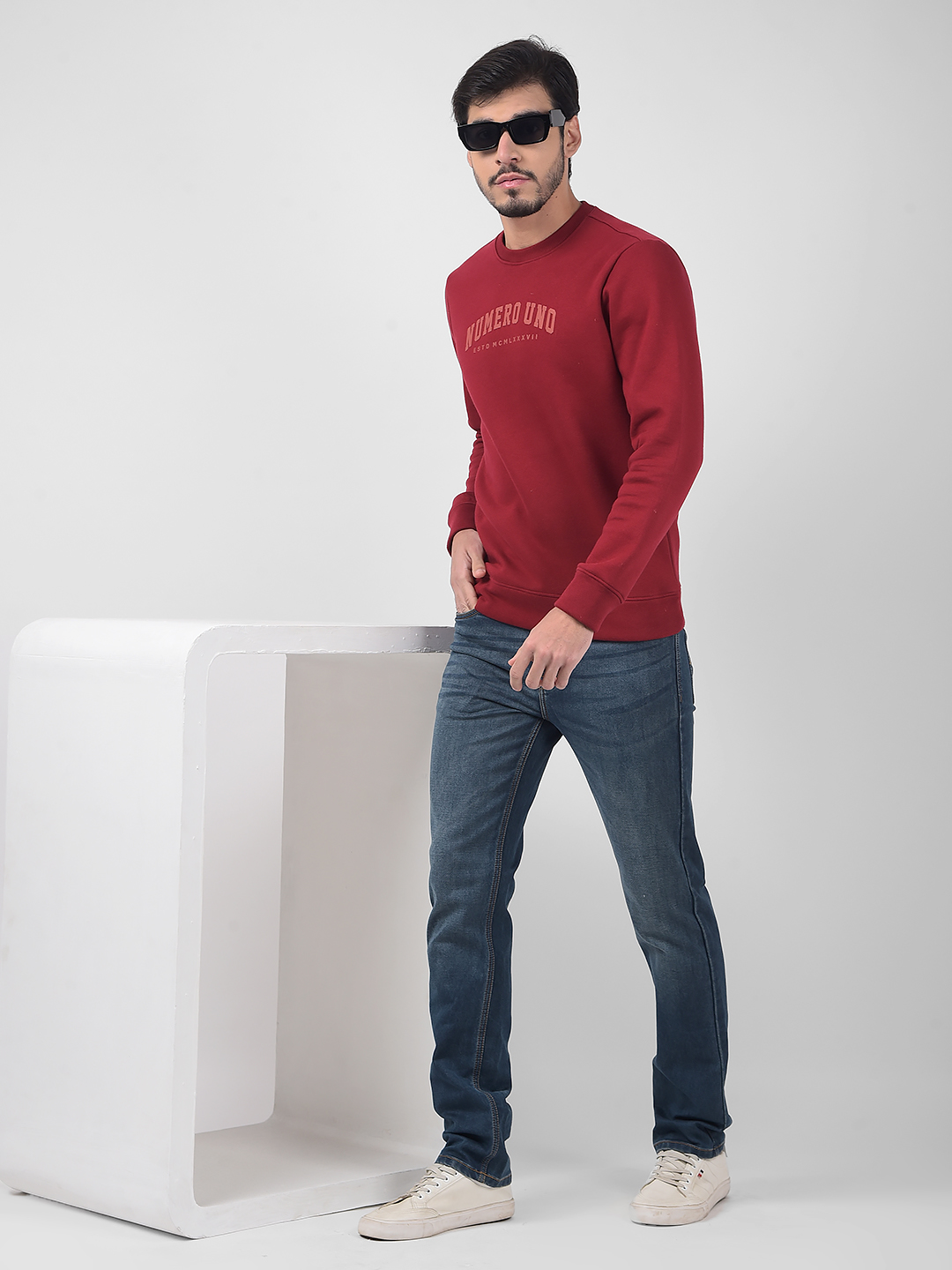 Numero Uno Men Typography Red Sweat Shirt